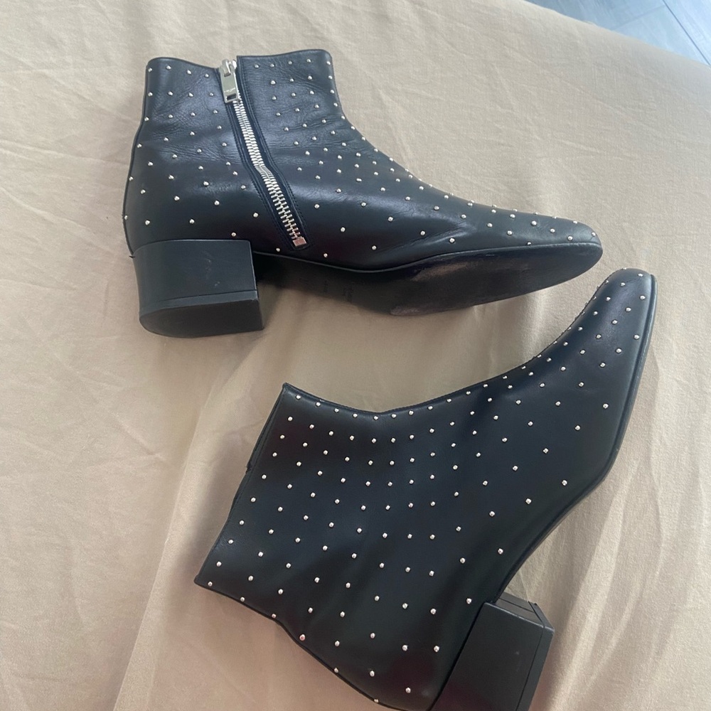 Saint Laurent Black Ankle Boots with Silver Studs - Picture 4 of 10